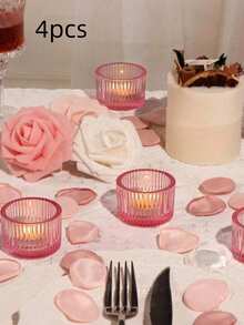4 Packs Clear Glass Votive Candle Holders, Vintage Candle Holder For Floating Candle, Tealight Candle Holder For Table Centerpieces Home Bridal Shower Birthday Christmas Wedding Party Table Decoration, Gifts - multicolor - View 11