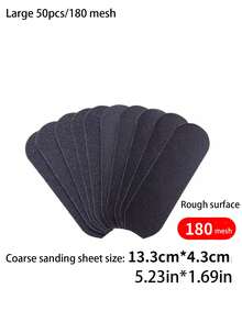 50 Pieces Of Foot Filing Paper - Durable Black Frosted Pad, Creating Smooth Feet, Removing Dead Skin, Odorless Plastic Foot Repair Tool, Large Size 100 Mesh 5.39in * 1.69in, Small Size 180 Mesh 3.93 * 1.26in - Multicolor - View 5