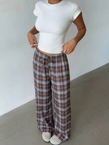 Aloruh Women's Low-Waist Casual Retro Satin Versatile Brown Maillard Color Long Skirt - Multicolor - View 4