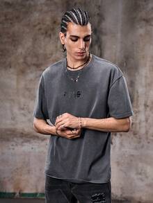 Skyrend Herren American Style Lässig Street Vintage bedrucktes Kurzarm T-Shirt, Emoemo Grafik T-Shirt für Herren - Grauviolett - Übersicht 4