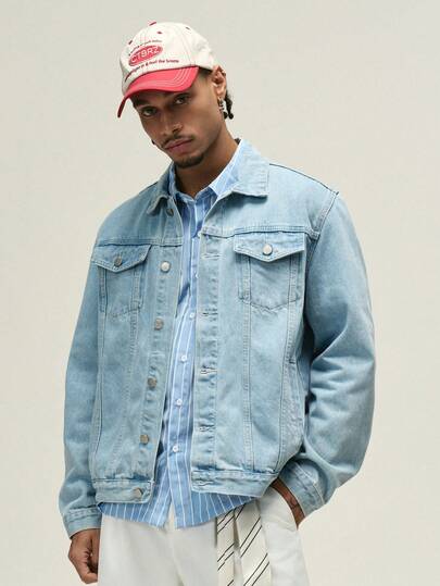 ÉpureWay Men's Spring And Autumn Loose Casual Long Sleeve Denim Jacket