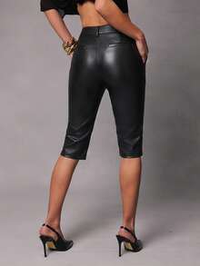 Hauture Women's Tailored Stretch Capri Trouser Going Out Night Black Summer Sexy 70s - Black - View 2