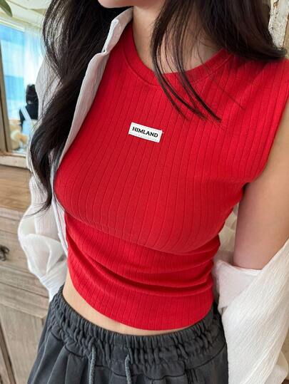 DAZY Áo tank top không tay dệt kim phối màu tương phản, kiểu dáng thường ngày, thích hợp cho nữ đi nghỉ mát mùa hè.