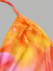 Firerie Áo tank top cổ yếm in họa tiết hoa ly Hawaii tối giản, thanh lịch, gợi cảm, thích hợp cho mùa hè, lễ hội âm nhạc, lễ hội hóa trang, kỳ nghỉ biển. Áo kiểu nữ thanh lịch, trang phục đi nghỉ mát, áo nữ thường ngày. - trái cam - Xem 5