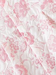 SHEIN Playful Pals 1件女嬰白色與粉色提花無袖洋裝 夏季優雅生日派對 3D玫瑰裝飾 前扣 A字版型復古洋裝 - 淺粉色 - 查看 5