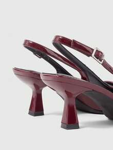 Sleekvia Women's New Thin High Heel Pointed-Toe Pumps With Strap Decoration, Comfortable And Versatile, Suitable For Dates And Commuting - Burgundy - View 8