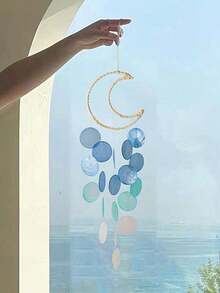 Moon Shell Wind Chime Dream Catching Net Wind Chime Room Balcony Wall Decoration Pendant Aerial Hanging Decoration,Home Decor ,Room Decor,Wall Decor Gifts Birthday Graduation - Multicolor - View 5