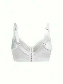 SHEIN 1件加大码女士提花柔软文胸 - 白色 - 查看 7