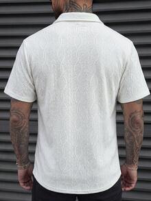 Manfinity Homme Men's Casual Button-Down Short Sleeve Shirt, Suitable For Commuting Office White Summer, Formal - White - View 7