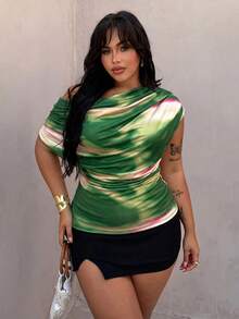 Rustia Camiseta sin mangas de cuello de pico con lunares, talla grande, primavera/verano - Multicolor - Ver 6