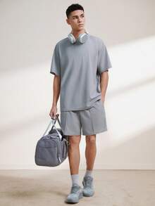 Driftmere Men Solid Drop Shoulder Tee & Shorts For Summer, Cozy Outfits Father's Day – A Fathers Day Gift Guide - Grey - View 11