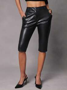 Hauture Women's Tailored Stretch Capri Trouser Going Out Night Black Summer Sexy 70s - Black - View 3