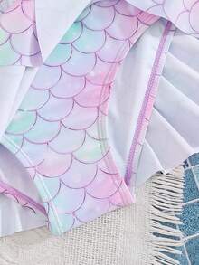 Cozy Pixies Áo tắm liền thân tay dài in hình nàng tiên cá cho bé gái, áo tắm tay dài cho trẻ em, áo tắm tay dài cho bé gái, áo tắm mùa hè cho kỳ nghỉ. - Nhiều màu - Xem 5