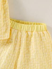Casuvi Kids Bộ đồ 2 món màu vàng bơ tươi tắn cho bé gái tuổi teen: áo vest và quần short tay ngắn cổ vuông chất liệu jacquard, trang phục thường ngày ngọt ngào và đa năng. - Màu vàng - Xem 7
