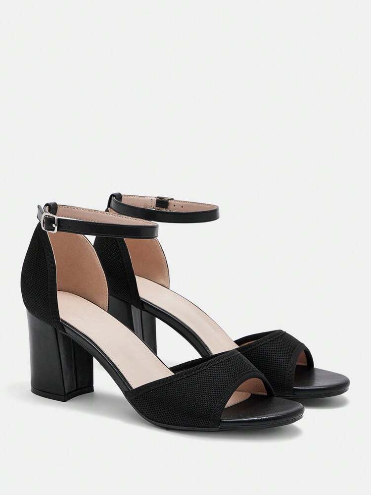 CUCCOO CURVES Sandal Wanita Hak Tebal, Serbaguna untuk Kerja dan Perjalanan, Desain Bernapas, Sepatu Hak Tinggi Ujung Terbuka Bentuk Persegi untuk Musim Panas, Sepatu Pesta Pernikahan dan Perjamuan - Hitam - View 7