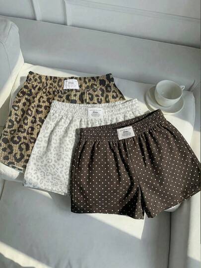 Comfortcana 3pcs Polka Dot, Light Leopard Print, Dark Brown Leopard Print Casual Shorts Set, Woven Fabric, Suitable For Daily Wear, Camouflage Print Shorts Set, Suitable For Daily Commute, Dating, Party, Autumn/Winter/Summer, Christmas, New Year, Thanksgiving, Party, Wedding, Beach, Graduation Ceremony, Fashion, Elegant, Casual, Outing, Dating, Reservation, Commuting, Shiny, Valentine's Day, Elegant, Vacation, Casual, Y2K, Outing, Graduation Ceremony And Other Occasions.