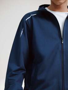 Driftmere Chaqueta con cremallera y pantalón de chándal con gráfico de letras para hombres, ropa de otoño - Azul Marino - Ver 6