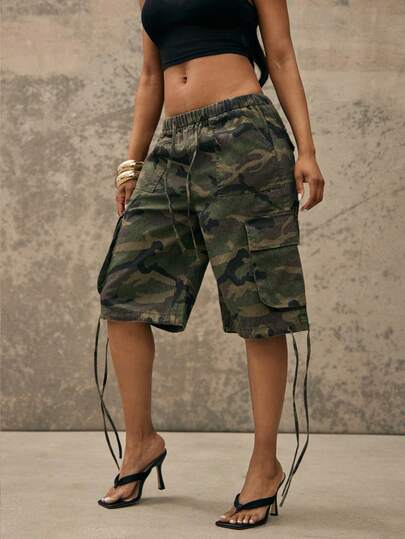 Denimoi Oversized Camo Cargo Jorts Fashion Jorts Fashion Streetwear Cool Girl Jeans Summer Camo Jorts