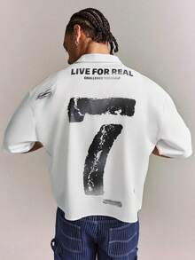 CRAVYNX Camisa de manga corta con estampado desgastado y corte de caja, estilo urbano, regalo para amigos - Blanco - Ver 5