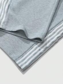 PAVTROS Men's Retro Grey Autumn Streetwear Gym Knit Sweatpants,Elastic Waist Drawstring 2 In 1 Faux Waistband Distressed Ripped Sports Casual Wide Leg Pants - Grey - View 6