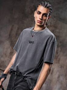 Skyrend Herren American Style Lässig Street Vintage bedrucktes Kurzarm T-Shirt, Emoemo Grafik T-Shirt für Herren - Grauviolett - Übersicht 5