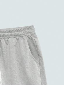 Modcrash Quần short Bermuda dệt kim unisex mùa xuân/hè, màu trơn, dáng rộng, thoải mái, thích hợp cho thể thao, tập thể dục, chạy bộ, đa năng, dành cho nam. - Màu Xám nhạt - Xem 4