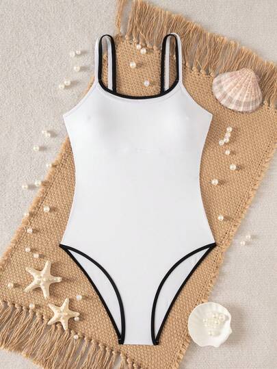Swim Vcay Áo tắm liền thân nữ phối màu tương phản