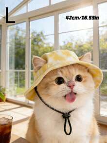 Topi Pelindung Matahari Tahan Angin dari Polyester yang Lucu dengan Lubang Telinga Terbuka, Mencegah Rambut Tersangkut dan Efek Peneduh yang Dapat Diatur, Cocok untuk Anjing Peliharaan Kecil untuk Dipakai Sepanjang Tahun. - Kuning - View 9