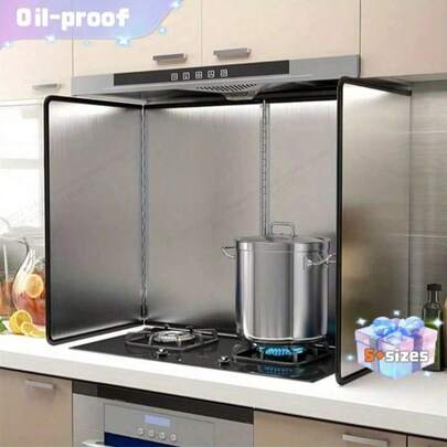 1 Stück doppellagiger Spritzschutz aus Edelstahl - hitzebeständig, antihaftbeschichtet, Küchenherdbeschutz, faltbare Paneele für Zuhause, Wohnmobil, Camping