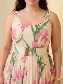 ZEYLAH ELEGANT PLUS SIZE WOMEN IRIS FLOWER PRINT LONG DRESS - Multicolor - View 2