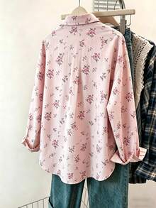 Resyla Camisa de mujer de manga larga con estampado floral, de un solo pecho, casual y versátil para uso diario - Multicolor - Ver 2
