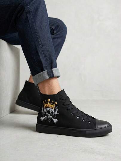 tenis hombre mujer choclo botín bajo casuales de lona planos de gran tamaño unisex baratos moda 22mx 28mx ideal para combinar con todo skate choclo gimnasio cómodos al caminar básicos blanco negro calavera