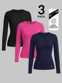 TaskEZ Top de uniforme de manga larga ajustada de unicolor - Multicolor - Ver 1