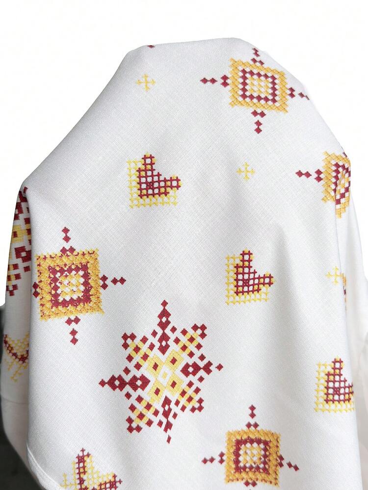 Plus Size Women Vacation Casual Printed V-Neck Blouse