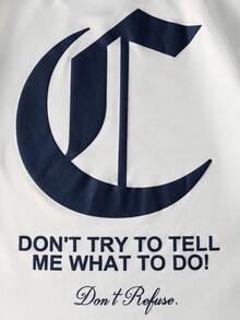 PAVTROS Men's Contrast Stitching Slogan Print T-Shirt - White - View 4