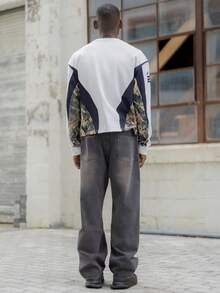 BelSigned BelSigned 1件 Justice Brother 复古水洗宽松阔腿牛仔裤，休闲情侣款（破洞裤脚） - 灰色 - 查看 2