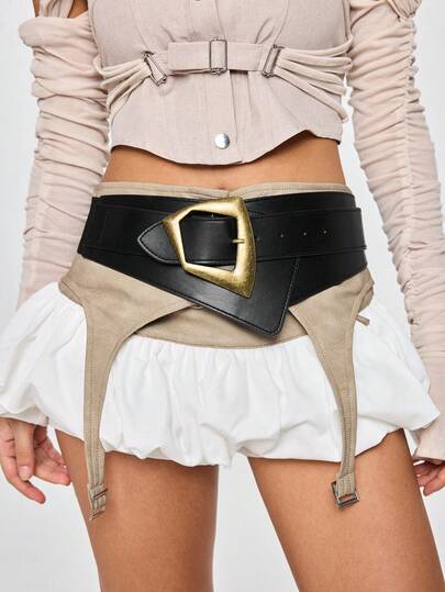 ROMWE Grunge Punk Ceinture large style Maillard vintage noir pour femme (1 pièce), affinant la taille