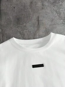 AXEPEAK Men's Casual Hand Print Pattern Round Neck Short Sleeve T-Shirt - White - View 3