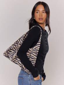 MUSERA Túi đeo vai nữ, Túi Hobo, Họa tiết ngựa vằn, Họa tiết động vật, Thời trang, Thanh lịch, Đơn giản, Cá nhân hóa, Đa năng, Cổ điển, Đi làm, Văn phòng, Hẹn hò, Hàng ngày, Mua sắm, Trà chiều - Ngựa vằn - Xem 3