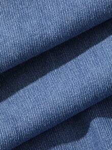 DAZY Setelan 2 Potong Wanita Gaya Liburan Musim Panas, Atasan Lucu, Motif Kontras Warna Bordir Denim Korea, Rompi dan Celana Longgar - Biru - View 3