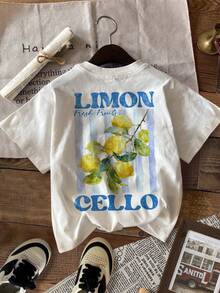 Attitoon Áo thun nữ tay ngắn cổ tròn, chất liệu 34% cotton, họa tiết du lịch, phong cách vintage, thích hợp mặc mùa hè. - trắng - Xem 4