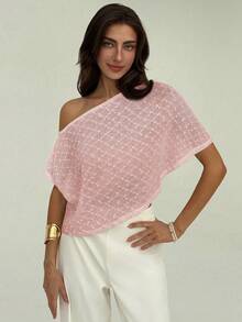Women's Casual Solid Color Asymmetrical Top, Summer, Summer Top - 粉色 - 查看 7