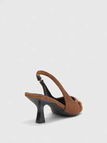 CUCCOO BIZCHIC Women Shoes Spring Summer Metal Buckle Pointed Heel Suede Back Strap Solid Color Women's High Heel Shoes Daily Commuter Dating Versatile - Brown A - View 9