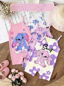 Áo liền quần cho bé gái hình thỏ xanh hoạt hình dễ thương Kawaii Lulu, họa tiết Stitch, kiểu vũ công ba lê, hoa tím chuyển sắc, phong cách Chill Chill, họa tiết đồ họa cho bé và trẻ em, áo liền quần dây đeo thoải mái phù hợp cho mùa xuân/hè, trang phục mùa hè dễ thương, đồ dùng mùa hè cho trẻ em, đồ đi chơi mùa hè, phong cách Hàn Quốc, thoải mái dễ chịu, trẻ em sành điệu, Y2K, Kawaii, dự tiệc, hàng ngày, kỳ nghỉ, dễ thương, thoải mái, phong cách Cottagecore, thường ngày cuối tuần, đi chơi gia đình, trang phục chụp ảnh. - Nhiều màu - Xem 3