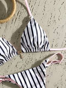 Swim Mod Women's Random Print Necklace Metal Jewelry Bikini Set, Spring/Summer - Multicolor - View 3