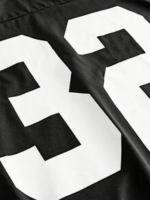 EASEVO 大尺碼男士休閒寬鬆版型數字印花圓領短袖T恤，度假、父親節禮物 - 黑色 - 查看 7