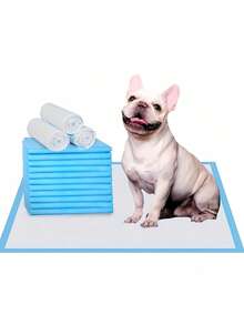1SET 100PCS Super Absorbent Puppy Pee Pads - Leak Proof Quick Dry Dog Training Mats For Cat Urination, Disposable Thickened Pet Toilet Pads - Blue and White - View 8
