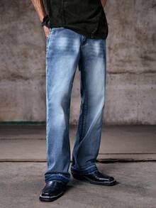 Skyrend Jeans ajustados y elásticos con parches desgastados para hombres, estilo callejero de moda, adecuados para todas las temporadas - Azul - Ver 4