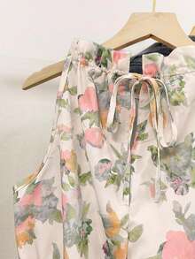 INAWLY Women's Allover Floral Print Sleeveless Peplum Hem Top - Pink - View 4