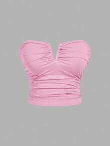 SHEIN MOD Plus Size 3pcs/Set Women's Black Pink All White Deep V Neck Ruched Camisole Top Gym Party Tea Party Going Out Date Night Concert Summer Sexy - Multicolor - View 6